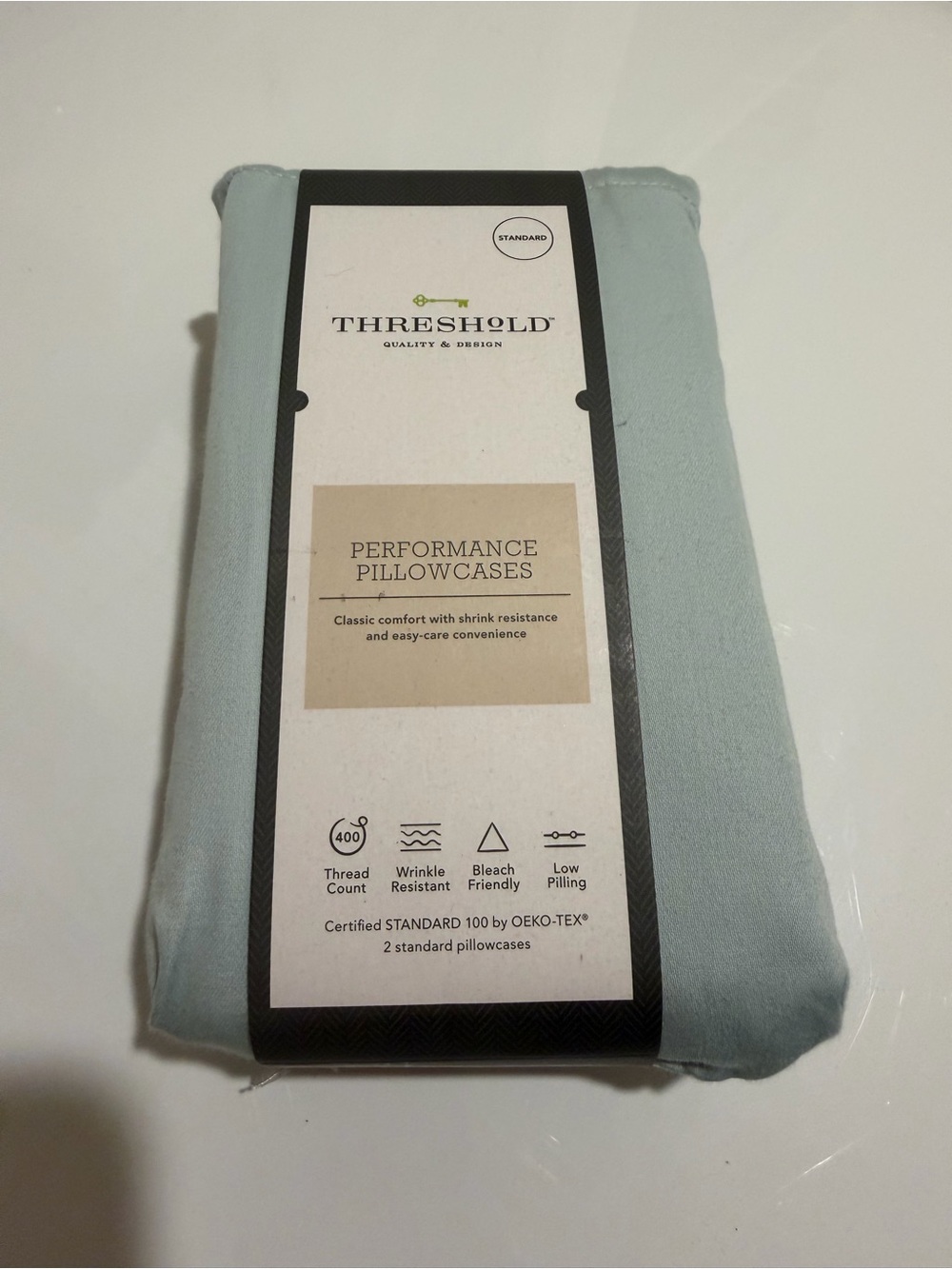 🛏️ Threshhold performance pillowcases. Set of two. Standard size. NEW Light Blue